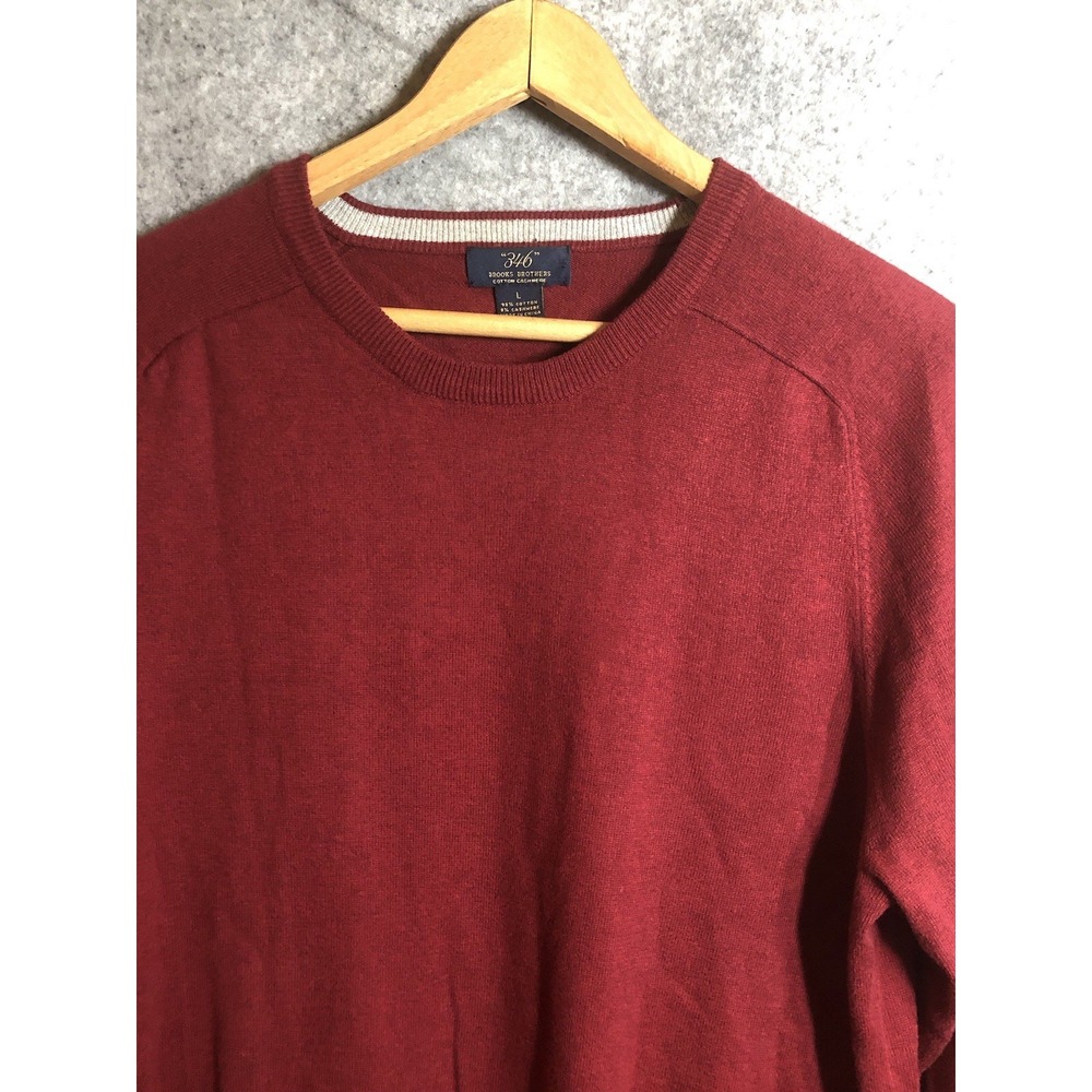 Brooks Brothers Sweater Large Mens Red Cashmere Crew Neck Career Casual Classic